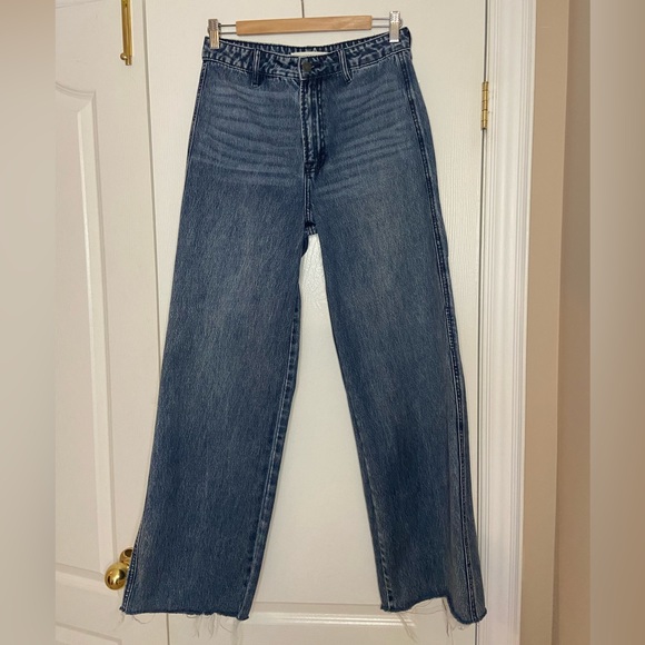 Hidden High Rise Wide Leg Raw Hem Jeans - Picture 1 of 3